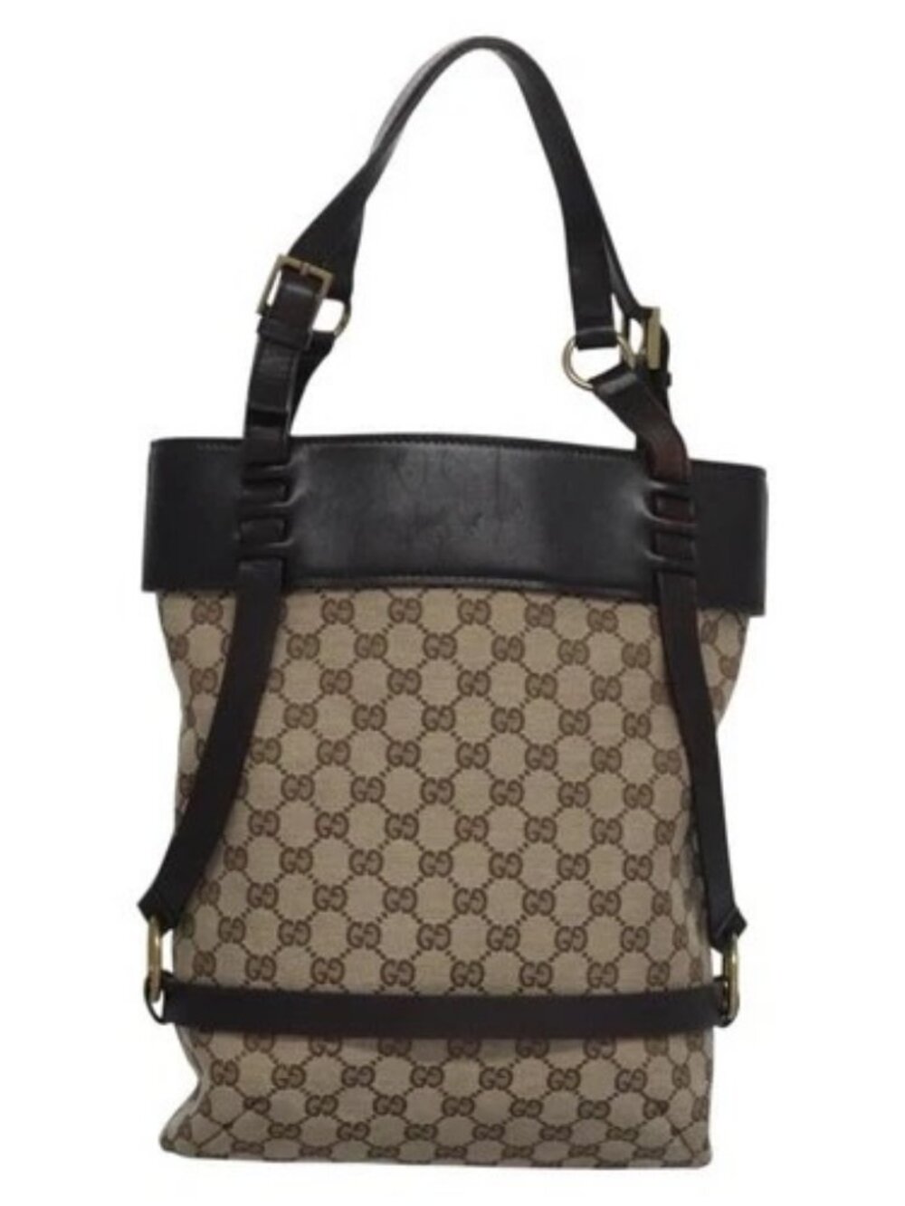 GUCCI GG Canvas Tote Bag Beige Brown gold - Picture 2 of 15